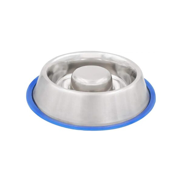 Slow Feeder Stainless Steel Bowl with Non Slip Rubber Bottom for Cats and Dogs