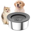 Slow Feeding Dog Water Bowl Stainless Steel 2L No Spill Water Bowl for Pets Grey