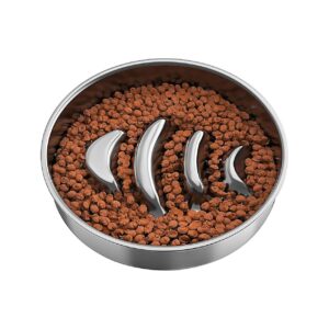 Slow Feeding Stainless Steel Dog Bowls with Fish Bones Design and 304 Material