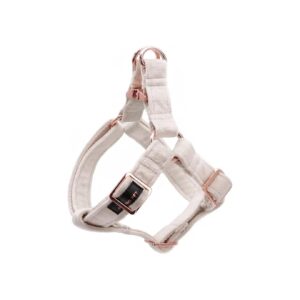 Small Adjustable Velvet Dog Halter Harness with O-Ring Buckle for White Dogs