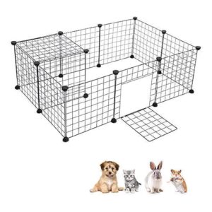 Small Animal Exercise Pen with Metal Wire Mesh and Cable Ties for Guinea Pigs and More