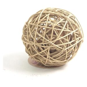 Small Animal Wobble Ball Toy, Rattan and Hyacinth, 15cm Diameter, Fun to Chew