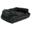 Small Black Overstuffed Luxury Dog Sofa with Premium Microsuede Cover