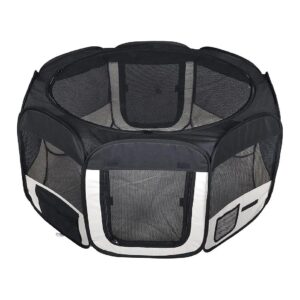 Small Black Portable Pet Dog Cat Tent Playpen Exercise Soft Crate with Carry Case