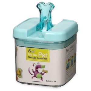 Small Blue Clear Pet Food Storage Container Square 5L x 5W x 5H Fresh Capacity