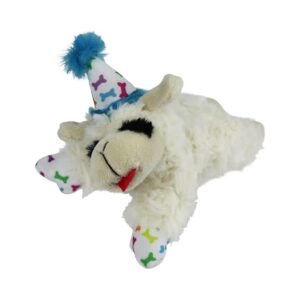 Small Blue Lamb Chop Dog Toy with Squeaker for Birthday Fun