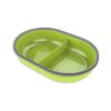 Small Breed Cat Feeder Split Bowl in Green Colour