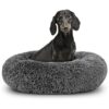 Small Breed Dog Bed with Steel Grey Plush Design and Removable Cover