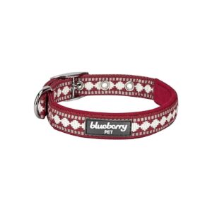 Small Breed Dog Collar Marsala Red 3M Reflective Jacquard Neoprene Padded Adjustable Fit