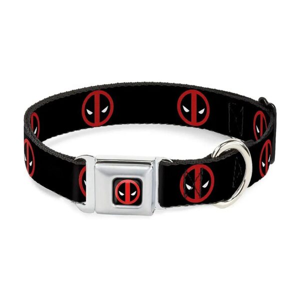 Small Breed Dog Collar Polyester Deadpool Logo Buckle Chrome