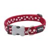 Small Breed Dog Collar with Red and White Dots and Stainless Steel Clip