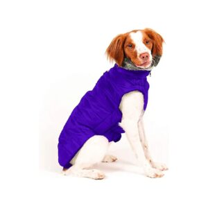 Small Breed Dog Fleece Jacket 14 Inch Long with Reflective Zippers and Elastic Waistband