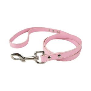 Small Breed Dog Pink Leather Walking Leash 5cm Wide 120cm Long Genuine Leather