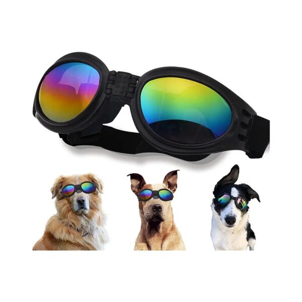 Small Breed Dog Sunglasses with Adjustable Strap for Puppy Eye Protection Black