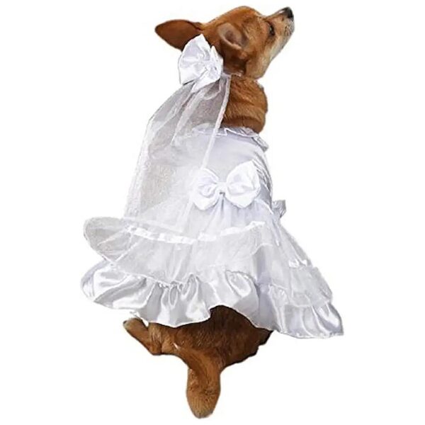 Small Breed Dog Wedding Dress White Polyester Yappily Ever After