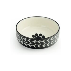 Small Breed Friendly Stoneware Pet Bowls with Black Arrow Design