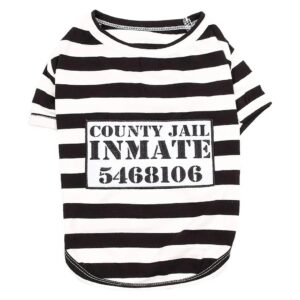 Small Breed Furry Inmate Dog Costume - Cute Prisoner Getup for Puppies - Soft Fabric