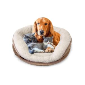 Small Breed Heated Pet Bed with Electric Heating and Removable Soft Synthetic Wool Cover