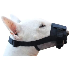 Small Breed Nylon Dog Grooming Muzzle with Adjustable Snout Circumference and Neck Strap