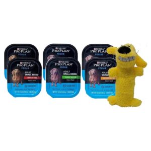 Small Breed Wet Dog Food Bundle with 2 Each of 3 Flavors and Squeaker Toy