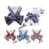 Small Breeds Dog Plaid Princess Dress Leash Set with Bow Tie and Adjustable Harness