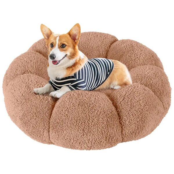 Small Brown Orthopedic Dog Sofa Bed for Small Medium Dogs Washable Soft Cozy