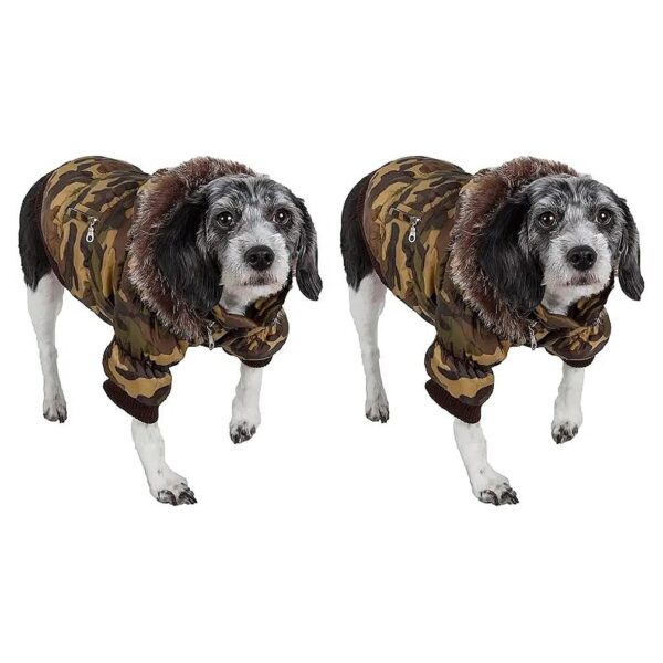 Small Camouflage Waterproof Dog Parka Jackets with 3M Insulation and Removable Hood