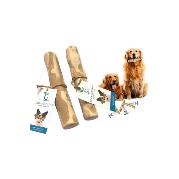 Small Coffee Wood Dog Chew Toy Pack 2 Pieces Puppy Teething Toys