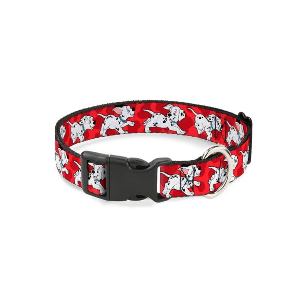 Small Dalmatian Collar with Running Paws Red White Black Pattern 1 Wide Fits 9 15 Neck