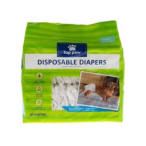 Small Disposable Diapers for Dogs with 30 Pieces and Adjustable Readjustable Tabs