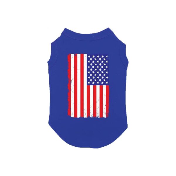 Small Distressed American Flag Dog Shirt with Royal Blue Color and Premium Comfort