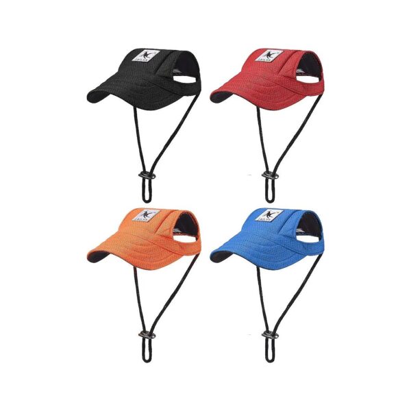 Small Dog Baseball Caps 4 Colors Sun Protection Hats Outdoor Sports Hats with Ear Holes