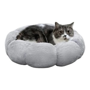 Small Dog Bed or Cat Bed with Soft Faux Fur and Anti Anxiety Properties for Indoor Cats