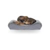 Small Dog Bed with Gray Faux Fur and Orthopedic Foam for Ergonomic Comfort and Support