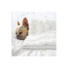 Small Dog Bedding, Cream White Polyester Fleece Throw Blanket for Couch, Bed Crate