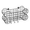 Small Dog Bone Wire Storage Shelf with Hanging Hooks for Pet Toys and Brushes