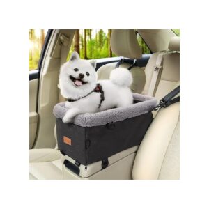 Small Dog Car Booster Seat for Safe Rides with Metal Frame and Double Protection Belts