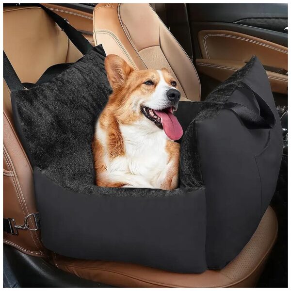 Small Dog Car Travel Bed with Storage Pocket and Straps for Safety and Comfort