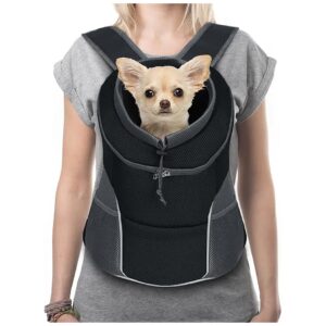 Small Dog Carrier Backpack for Cats and Rabbits Safe Warm Breathable Black Front Pack