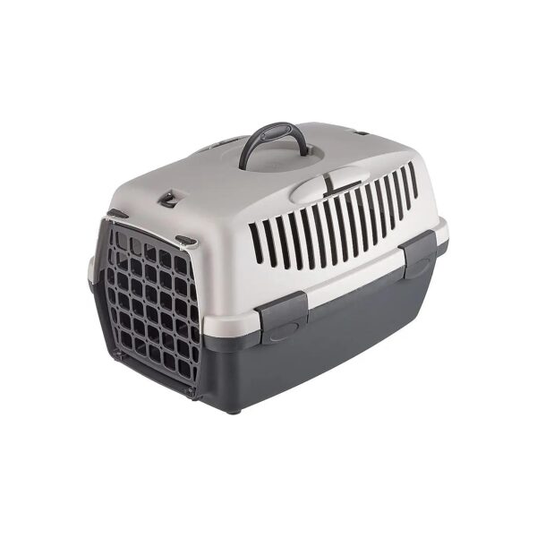 Small Dog Carrier with Ventilation, 48 cm, Light Grey Dark Grey, and Practical Handle