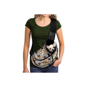 Small Dog Cat Travel Carrier Sling with Breathable Mesh and Adjustable Shoulder Strap