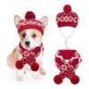 Small Dog Cat Winter Clothing Set with Knit Snowflake Reindeer Print