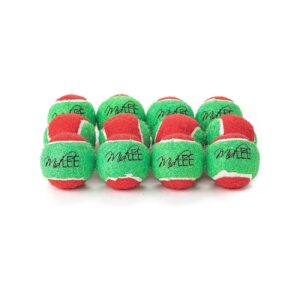 Small Dog Christmas Favorites Squeaky Red and Green Mini Tennis Balls Pack of 12