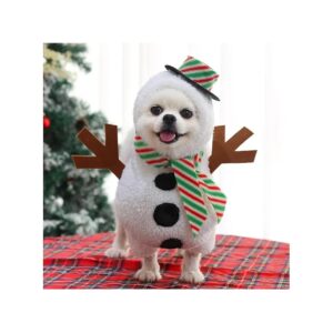 Small Dog Christmas Sweater Costume Cartoon Snowman Elf Print Hoodie Coat for Winter