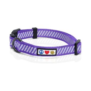 Small Dog Collar Reflective Purple Nylon Adjustable XS Size 9-14 Neck Breeds Chihuahua