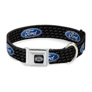 Small Dog Collar with 1" Wide Seatbelt Buckle and Ford Oval Design