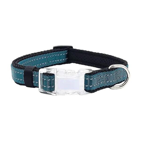 Small Dog Collar with Reflective Fabric for Safety and Visibility Midnight Blue Nylon