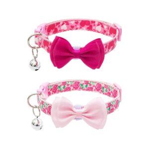 Small Dog Collars with Bow Tie and Bell, Adjustable Neck Size, Cute Gift