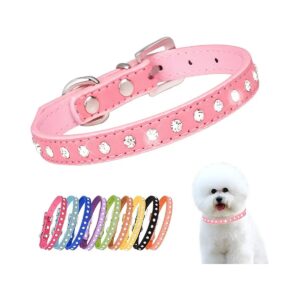 Small Dog Collars with Crystal Diamond for XS Small Medium Pet Girls Cats