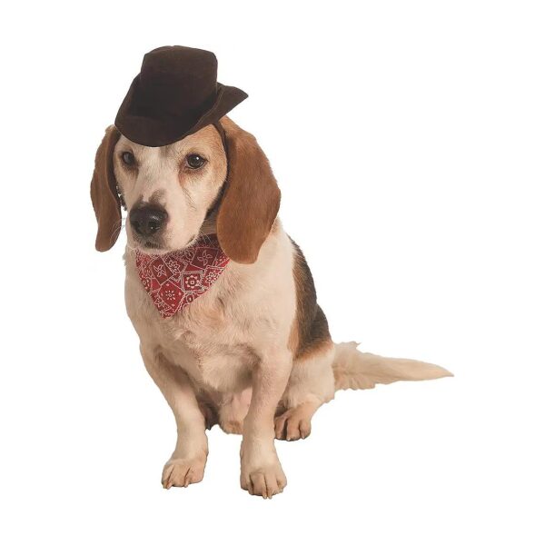 Small Dog Cowboy Costume with Adjustable Hat and Red Bandana